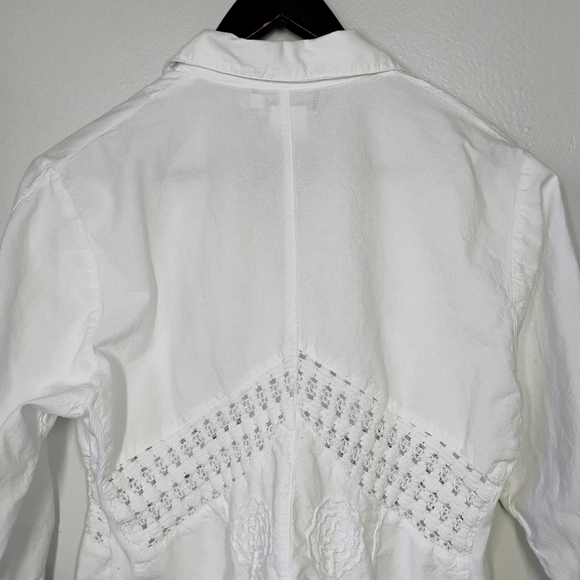 G Designs Y2K White Top Womens Medium Collar Knit Floral Cottagecore Boho Chic - Picture 6 of 12